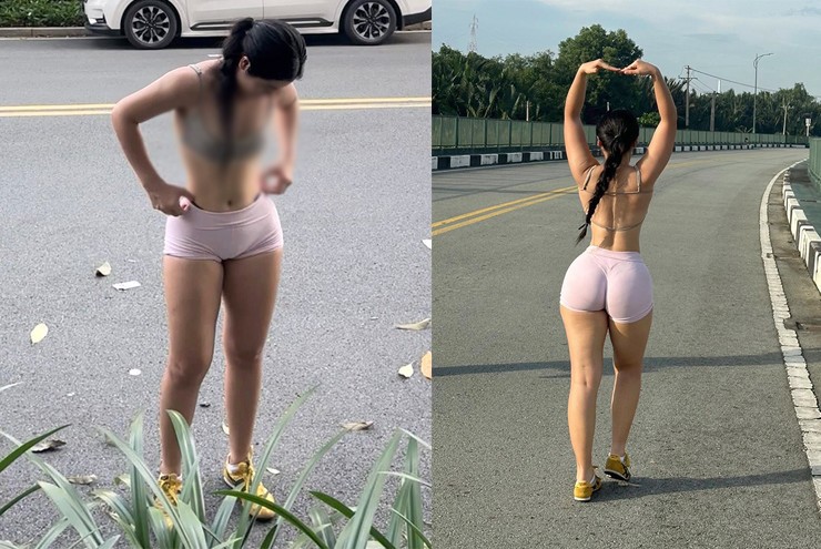Cô gái ăn mặc nhạy cảm đi chạy bộ gây tranh cãi
