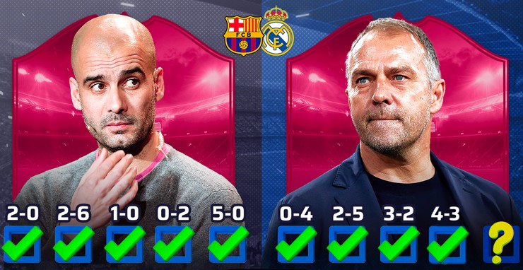 Liệu Hansi Flick có thể cân bằng 2 kỳ tích lịch sử của Pep Guardiola ở Siêu kinh điển?