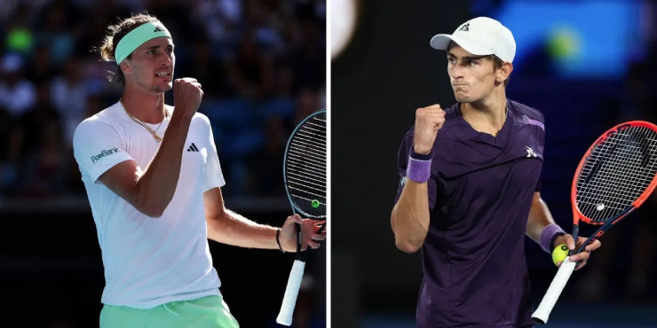 Zverev (áo trắng) được dự báo sẽ hạ đối thủ sau 2 set
