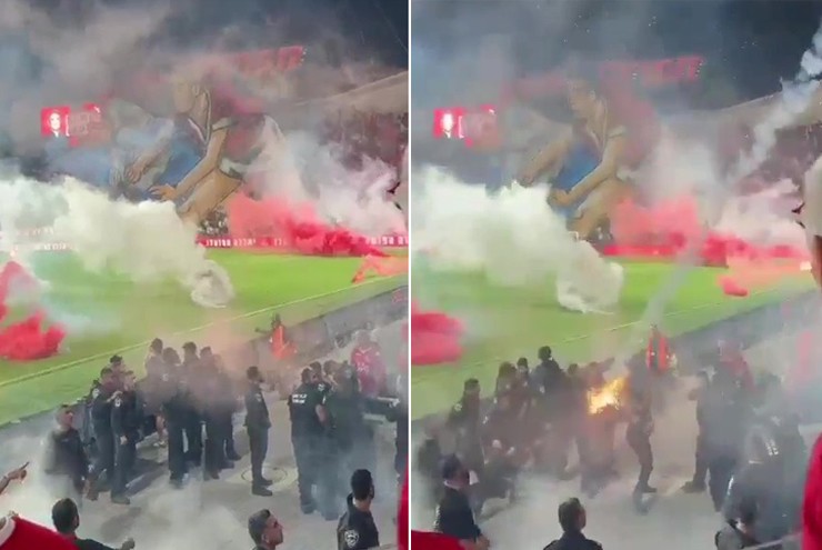 Khói lửa bao trùm trong trận đấu giữa Hapoel Tel Aviv và Maccabi Tel Aviv