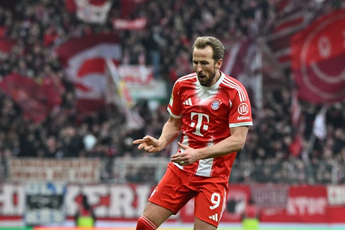 Tiền đại Harry Kane đang hướng tới mục tiêu ghi 150 bàn trong màu áo Bayern Munich. Ảnh: AP